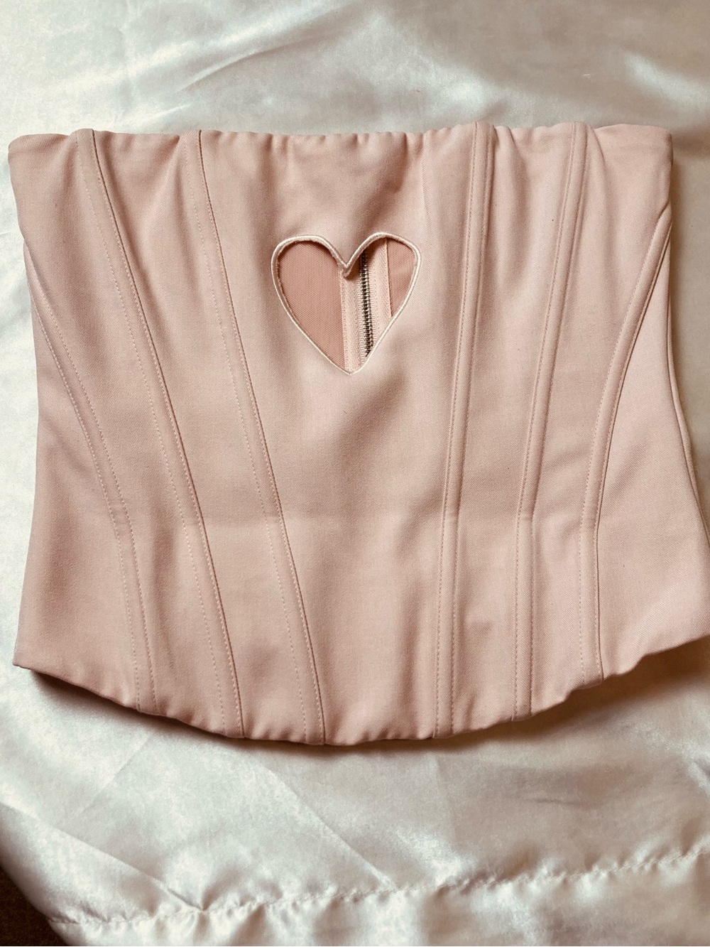 White Fox “Never Love Again” Pink with heart cut-out corset top- size small